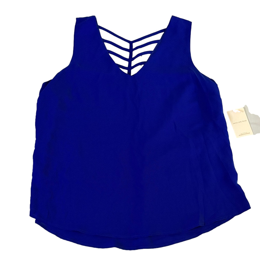 Skies Are Blue Royal Blue Sleeveless Blouse Women’s Top Sz L
